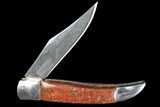 Pocketknife With Fossil Dinosaur Bone (Gembone) Inlays #136587-2